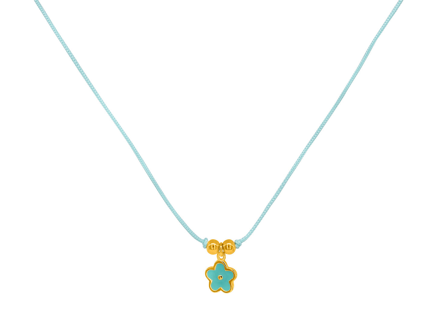 BecKids Bubble Green Enamel Daisy Flower Charm Cord Necklace Necklaces