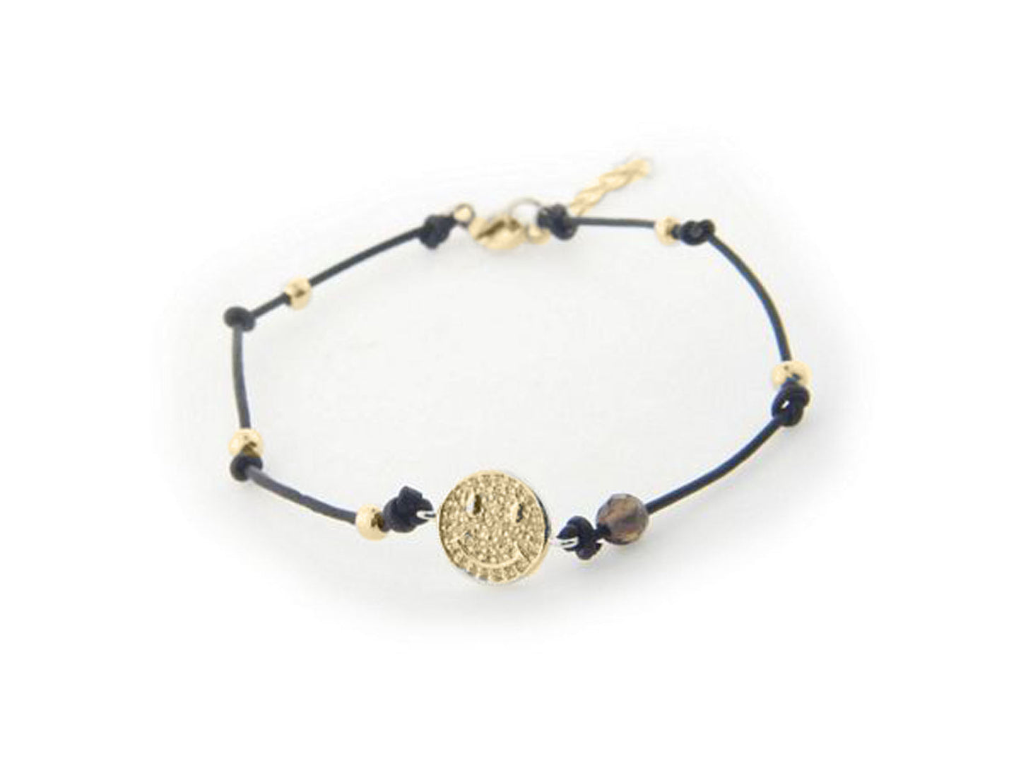 Leather Sparkling Smiley Face Bracelet Bracelets