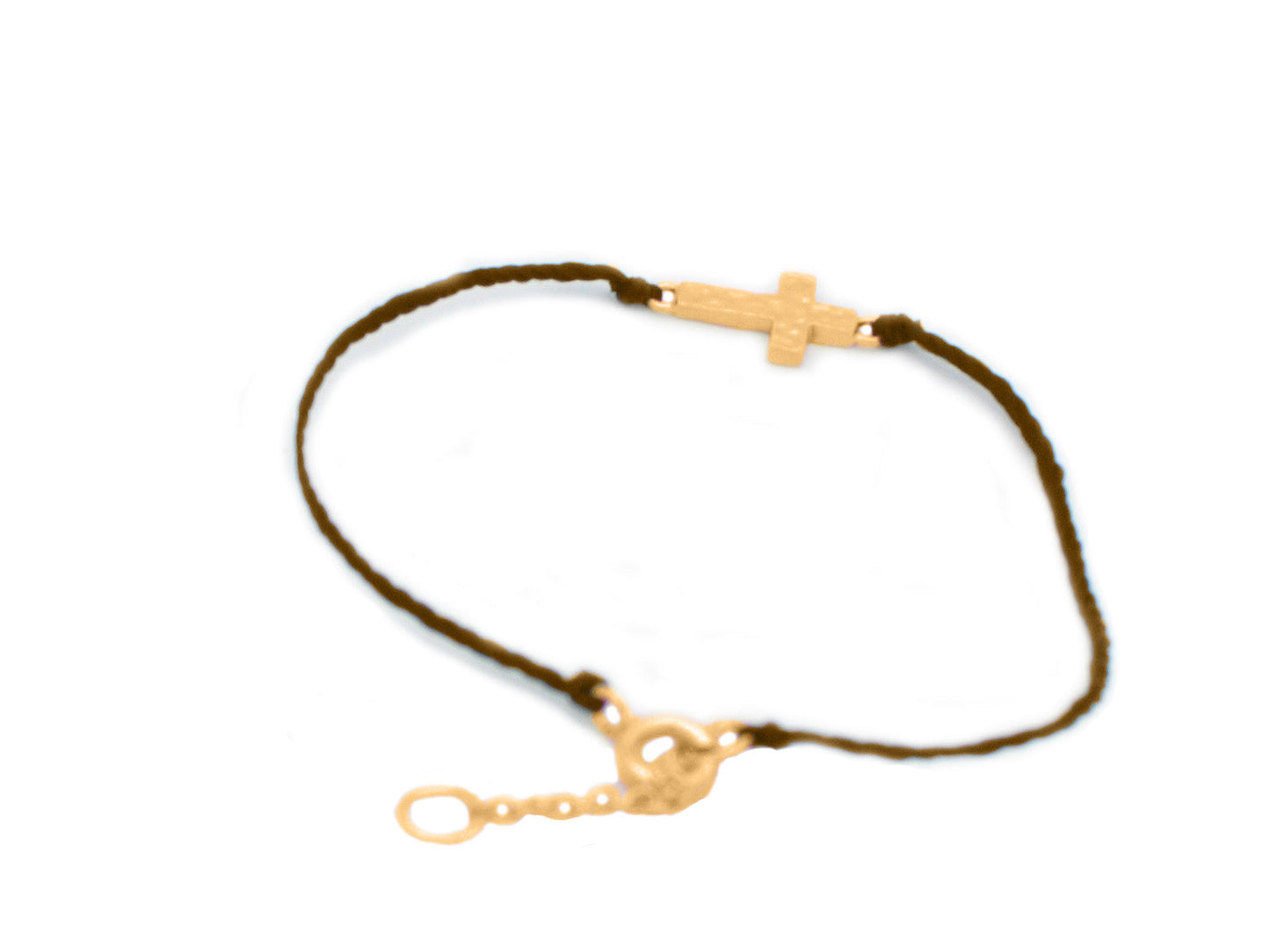 Golden Cross Cord Bracelet(Brown) Bracelets