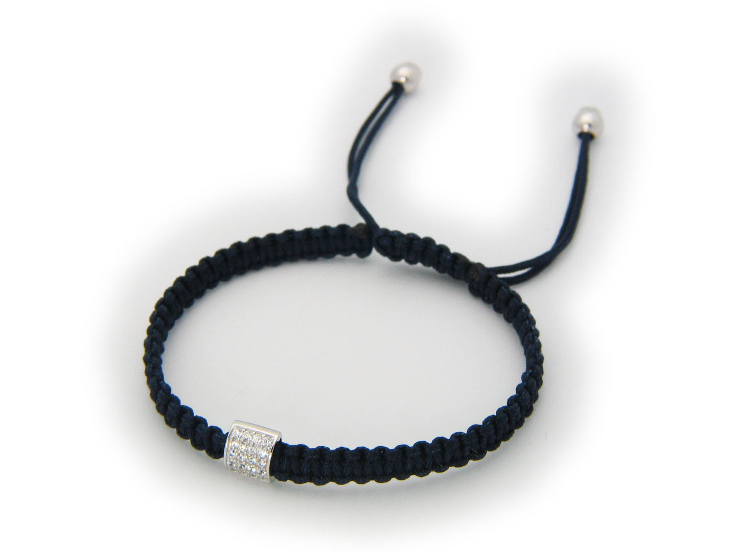 Minimalistic Cz Bar Braided Cord Bracelet Silver Bracelet Bracelets