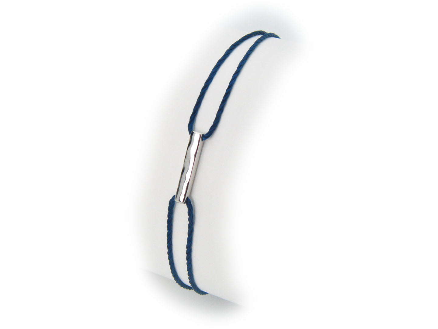 Silver Rhodium Plated Cord Bracelet Peace Sign Clousure & Center Bar Bracelets