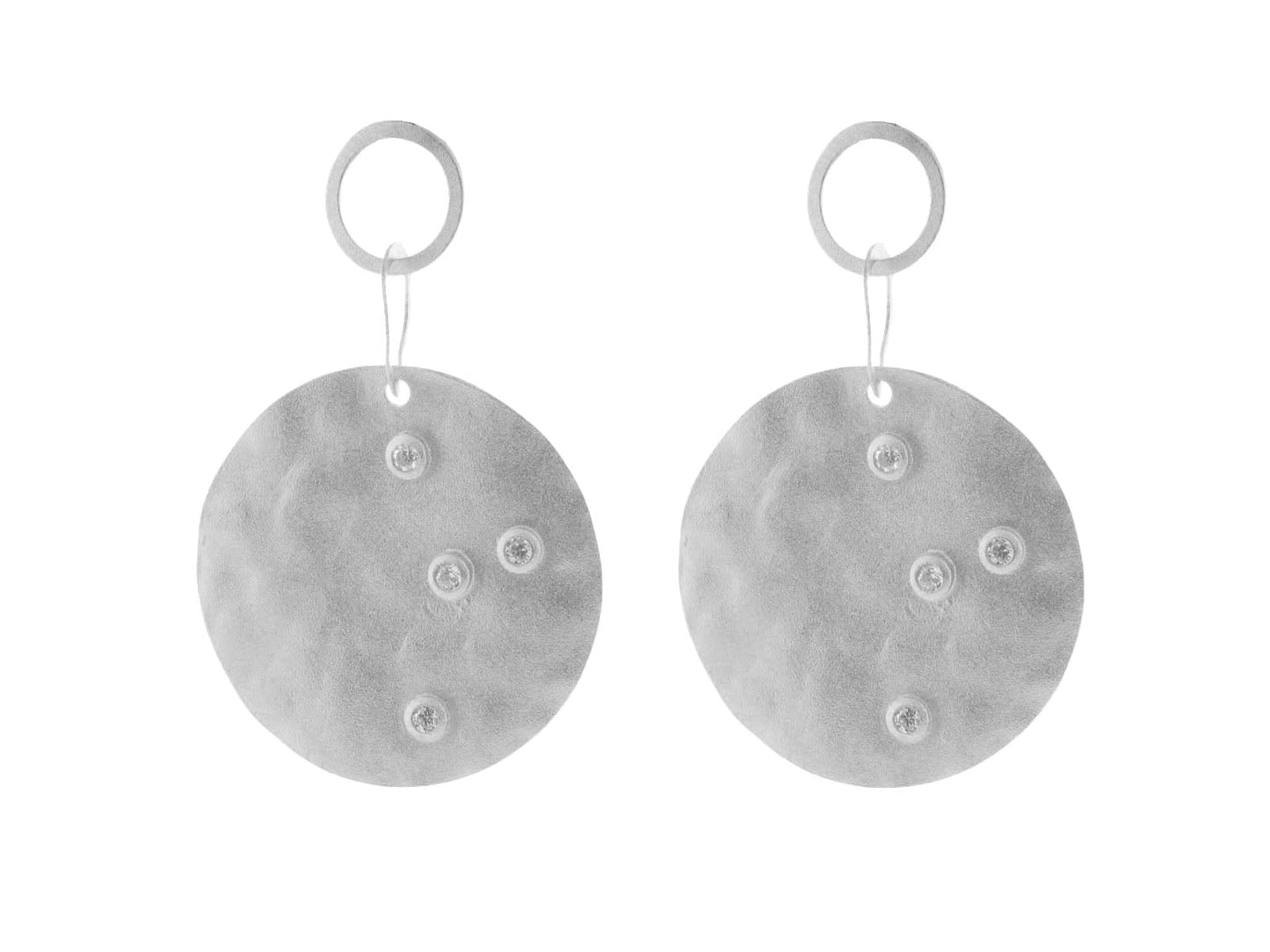 Hammered Silver Disk Earrings Earrings