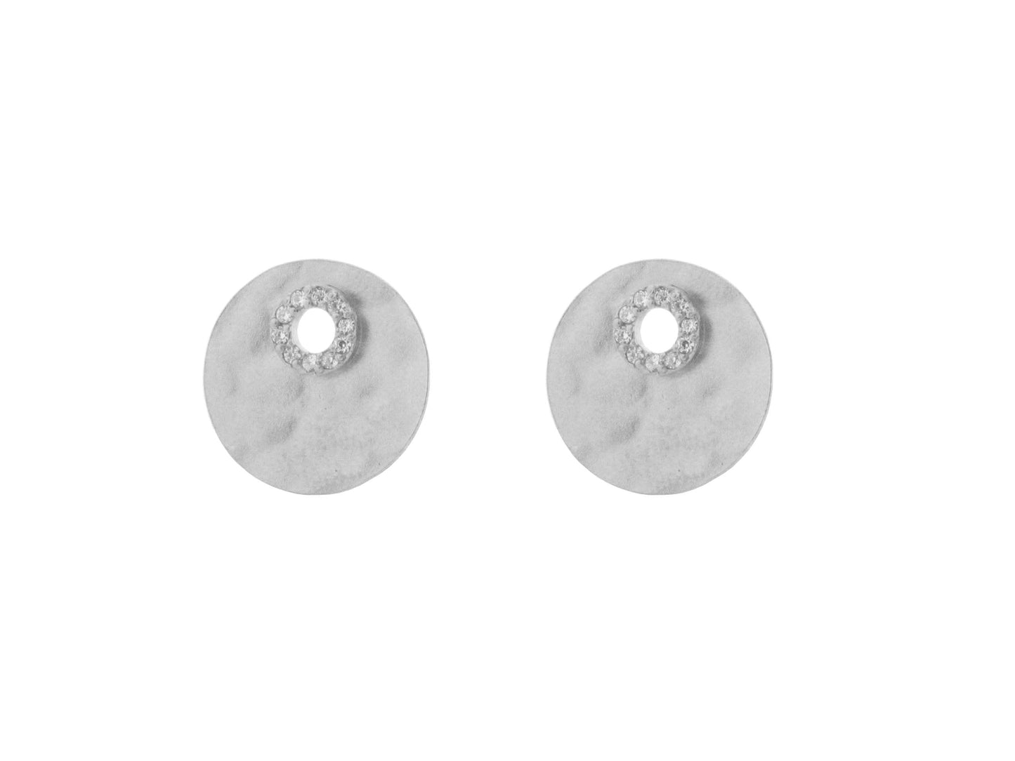 Hammered Sparkling Disc Stud Earrings Earrings