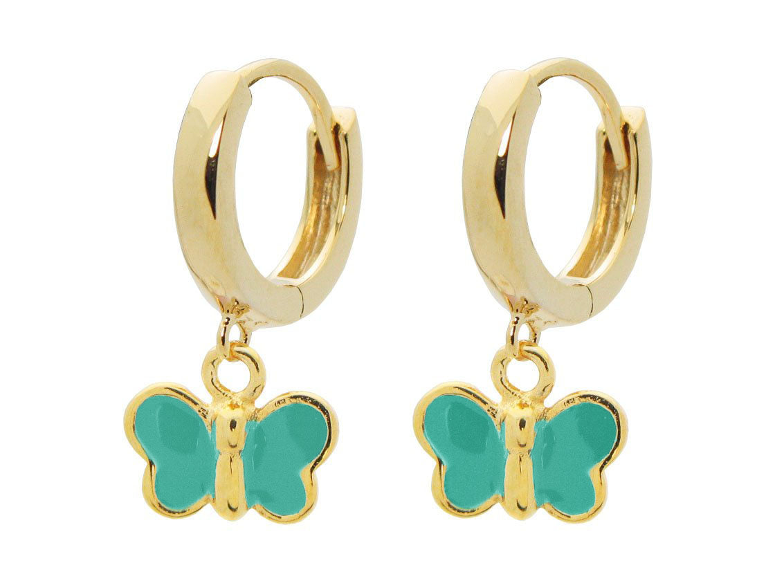 BecKids Dangling Blue Enamel Butterfly Huggies Earrings
