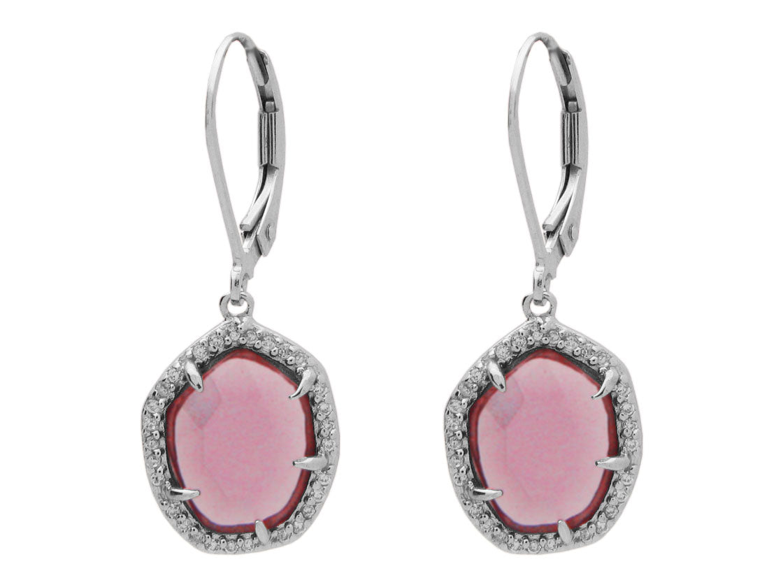 Rose Glass Leverbacks Earrings