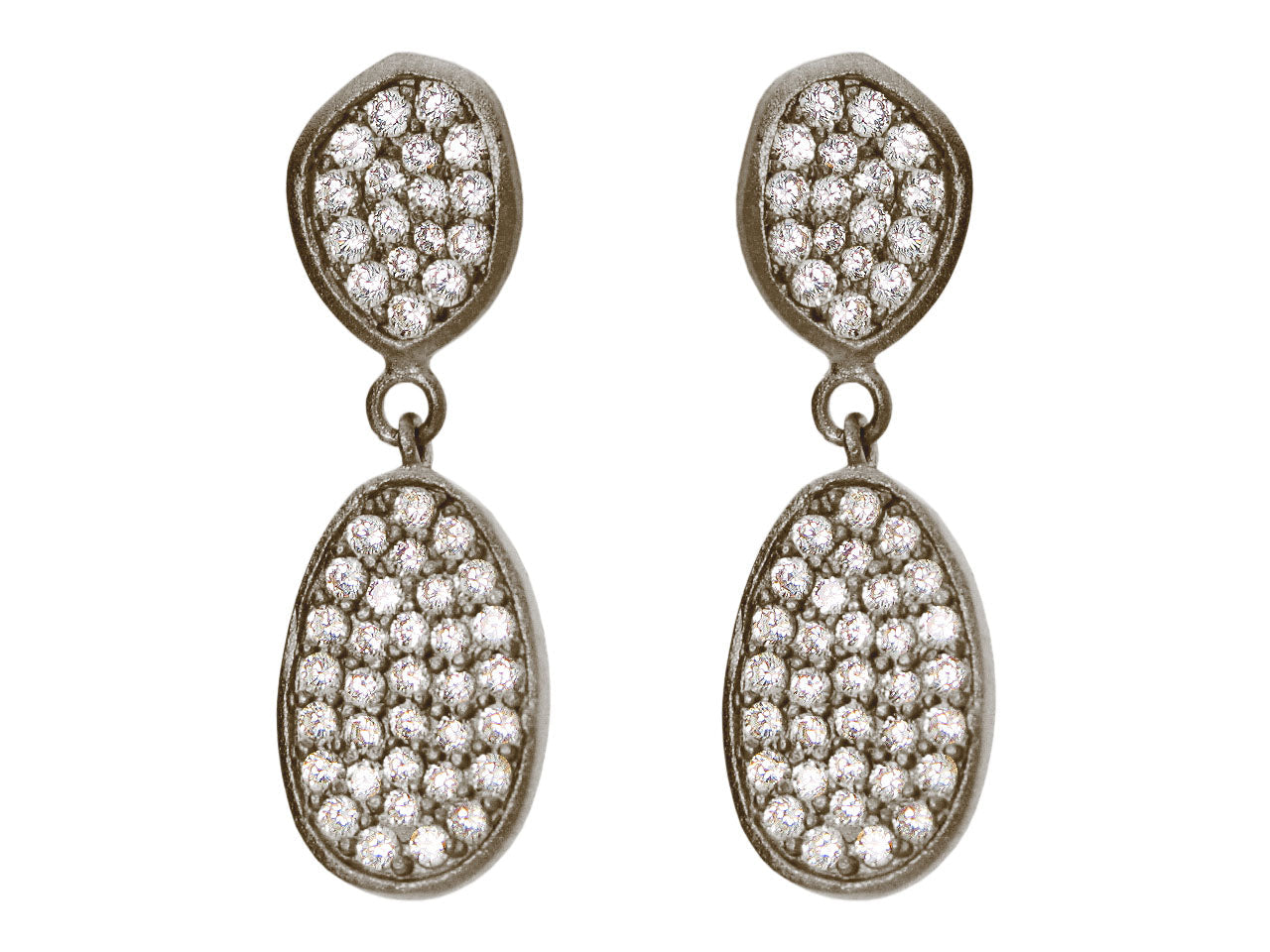 Sparkling Gunmetal Free Form Drops Earrings
