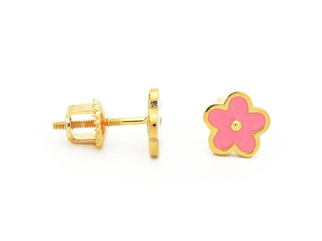 Pink Daisy Flower Screwback Stud Earrings Earrings