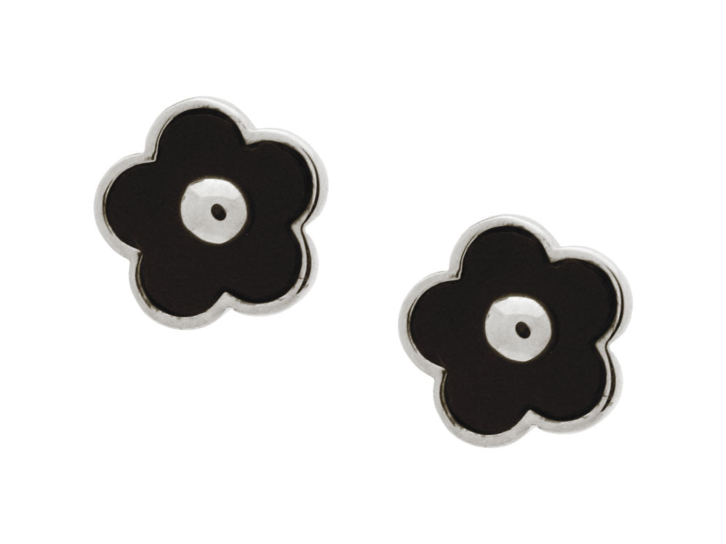 Black Flower Stud Earrings Earrings