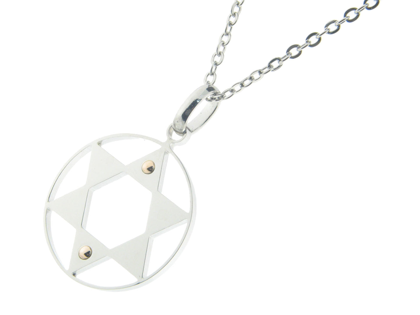 Stainless Steel & Gold Star of David Necklace Necklaces