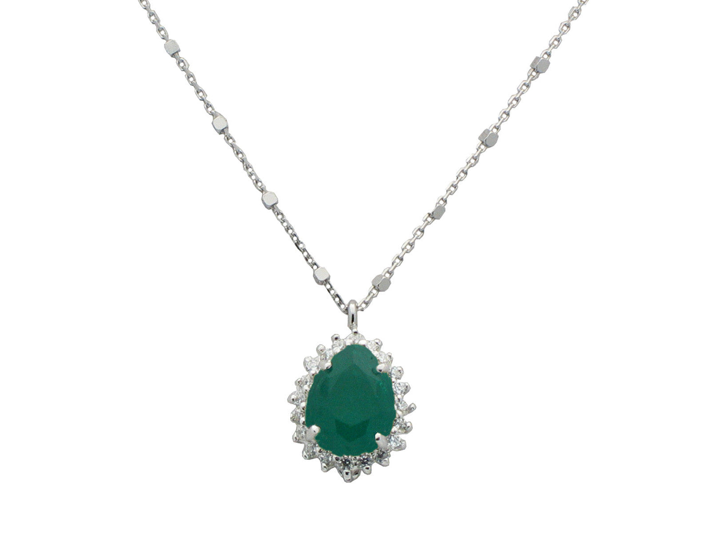Almond Emerald Pendant Necklace Necklaces