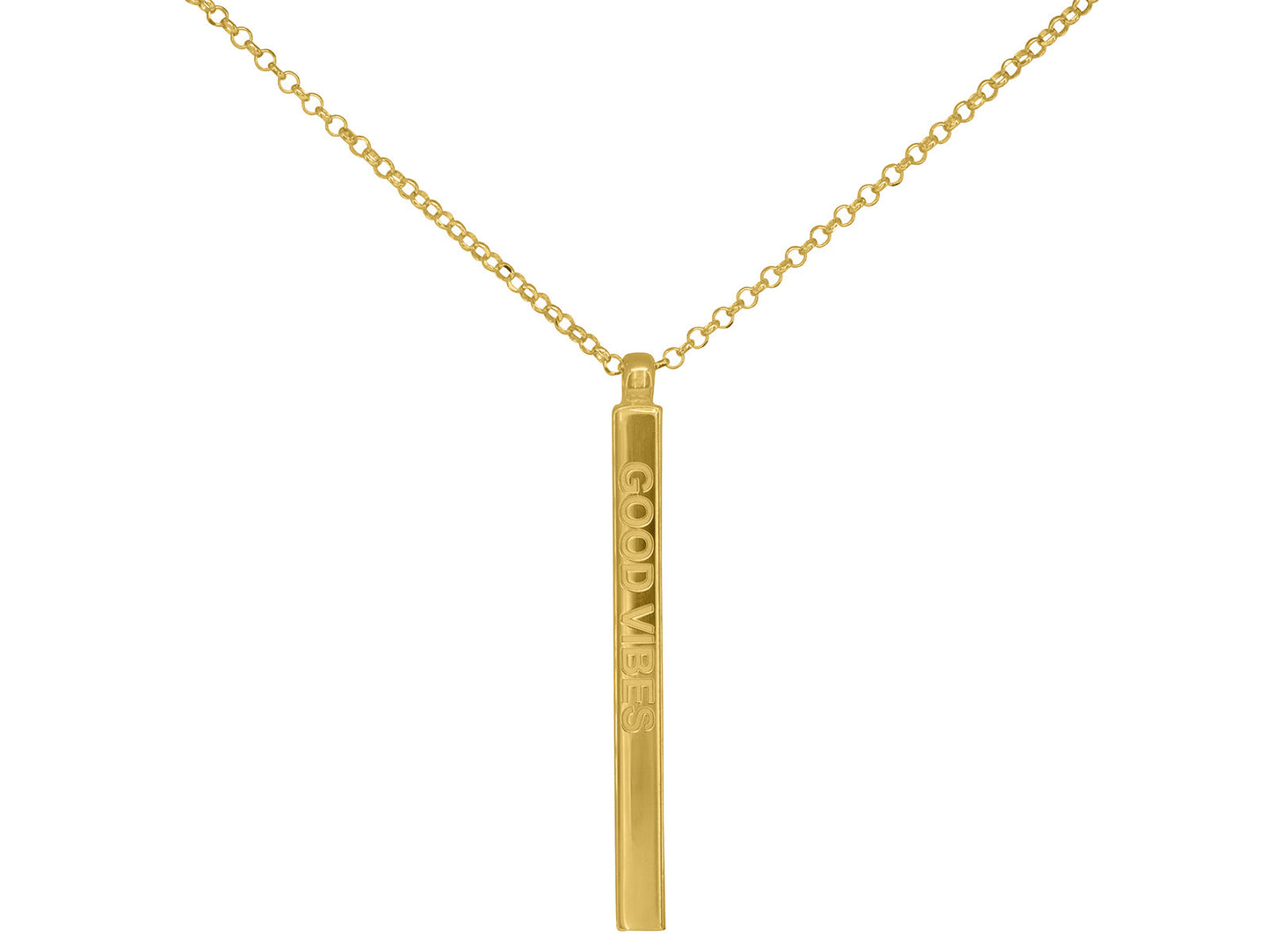 Golden Good Vibes Engravable Bar Necklace Necklaces