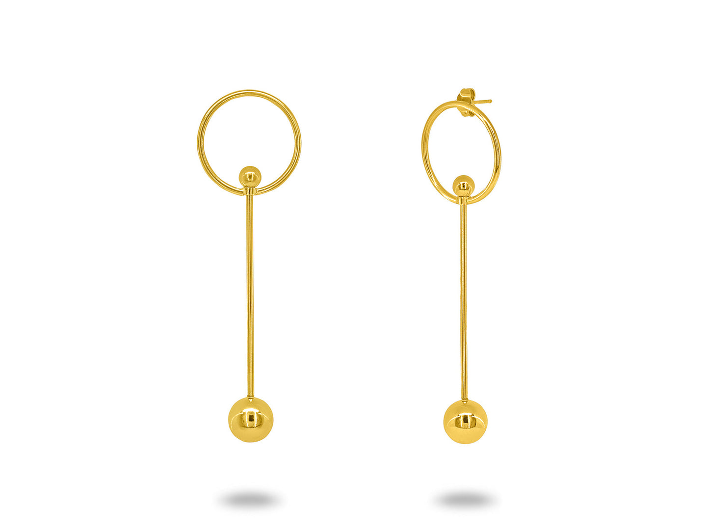 Sliding Geometric Constellation Circle and Line Earrings Earrings
