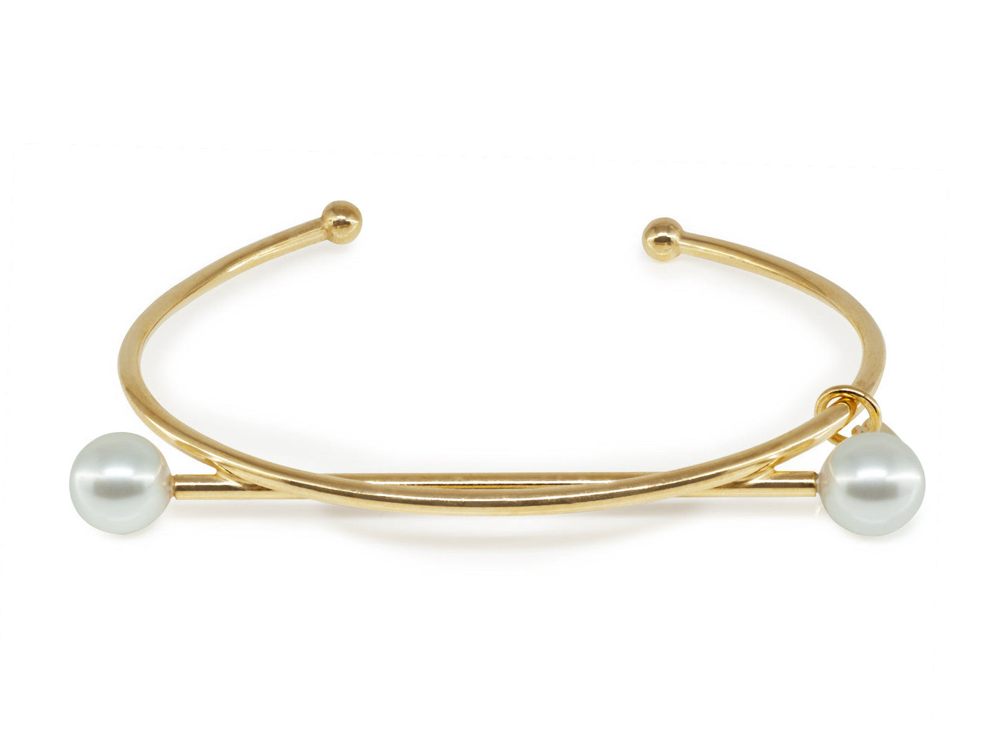Swarovski Pearls Golden Crossbar Bangle Bracelets