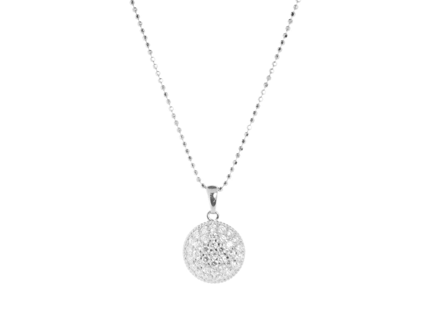 Platinum Plated Sterling SIlver Brilliant Circle Pendant Necklace, 16" Necklaces