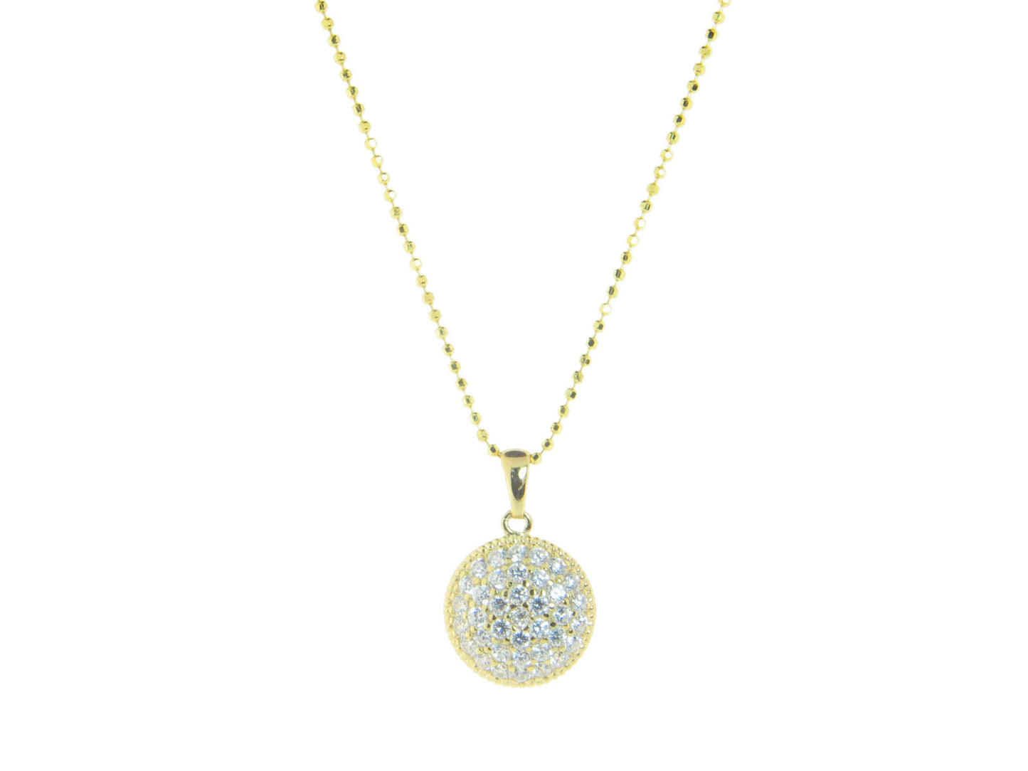 18k Gold Plated Sterling SIlver Brilliant Circle Pendant Necklace, 16" Necklaces