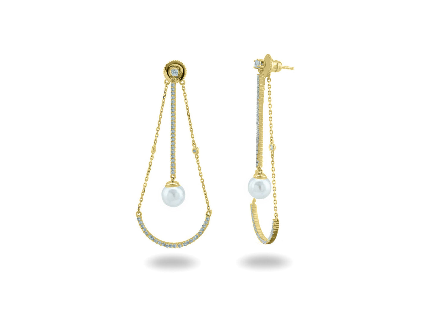 Combo Swinging Pearl Golden Earrings Earrings