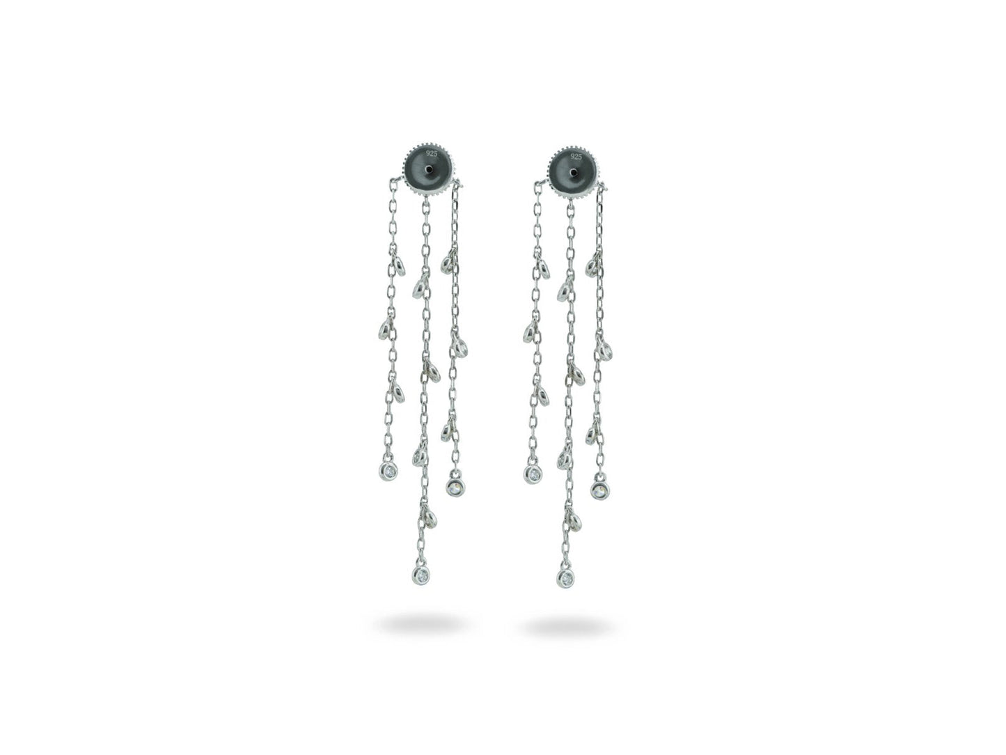 Three Tier CZ Back Earring Jackets Earrings