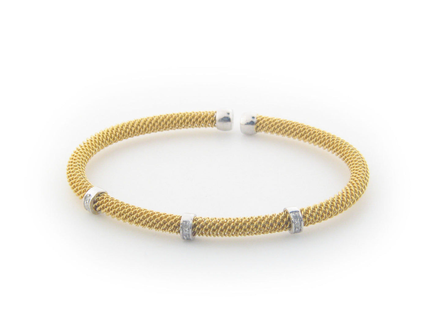 Fronay Co .925 Sterling Silver Diamond Bangle Mesh Bracelet dipped in Gold ( 0.10 cttw) Bracelets