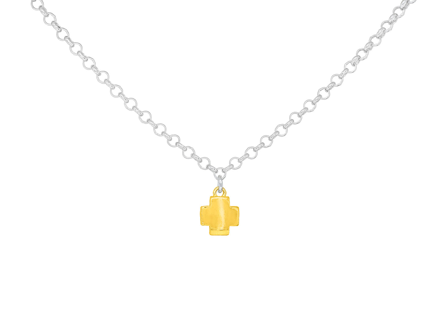 Gold Square Box Cross Necklace Necklaces