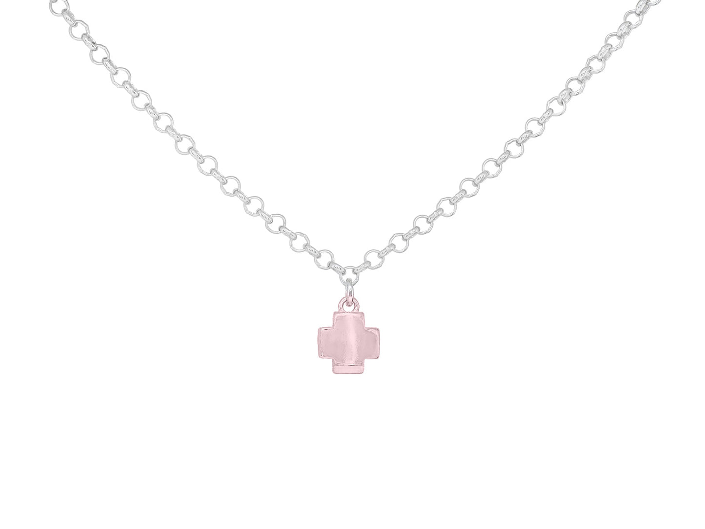 Pink Square Box Cross Necklace Necklaces