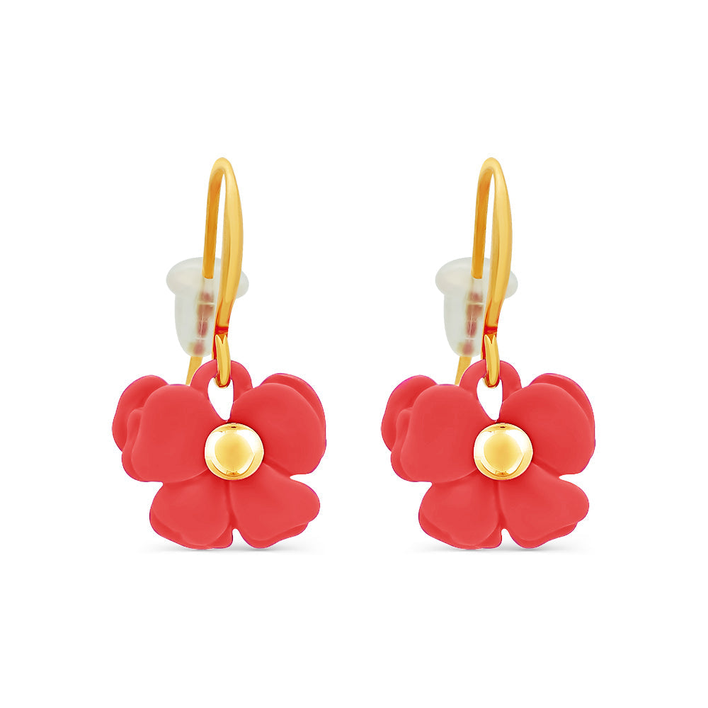 Pastel Coral Flower Hook Earrings Earrings