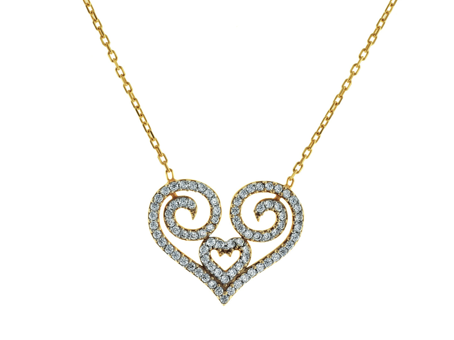 Nano CZ Greca Heart Necklace Necklaces