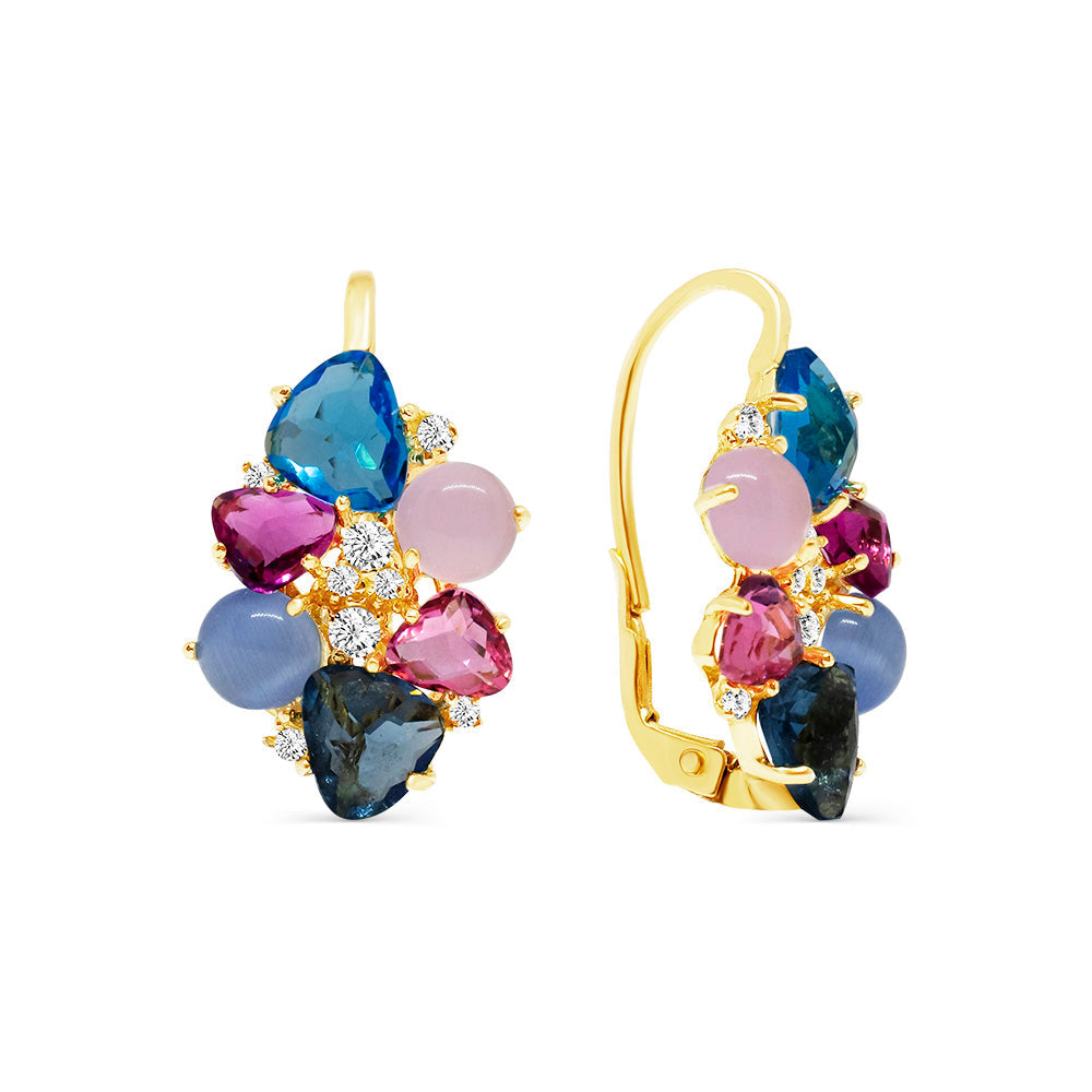 Colorful Brilliance Cluster Hook Earrings Earrings