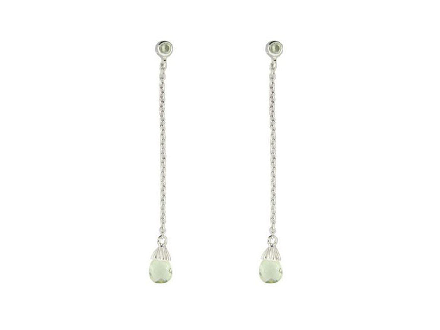 Green Cubic Zirconia Briolette Earrings in Sterling Silver Earrings