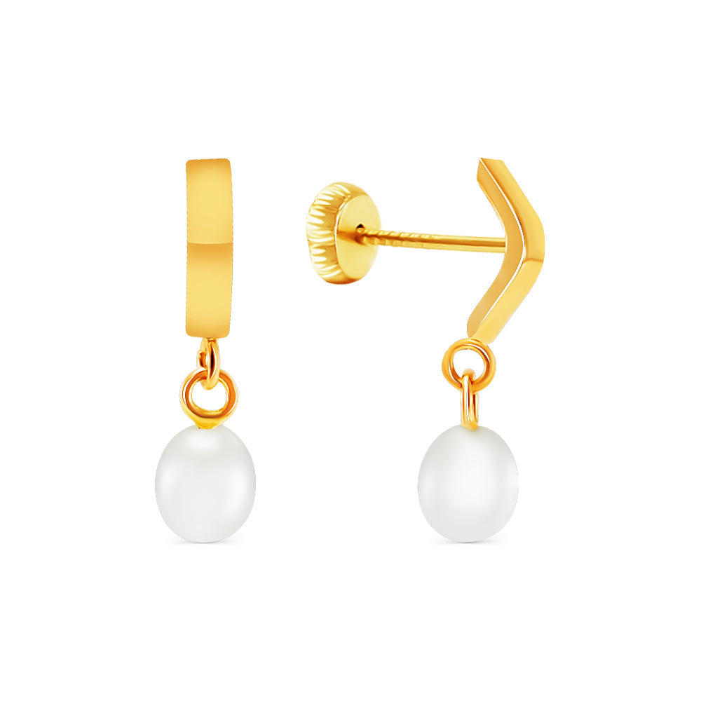 14k Gold Half Huggie Pearl Screwback Earrings Earrings