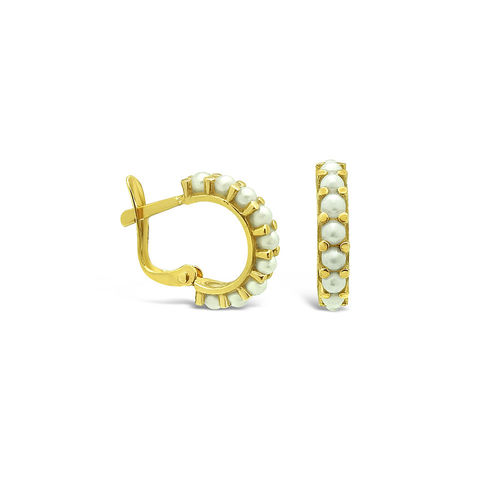 14k Gold Half Huggie Shell Pearl Earrings (Large) Earrings