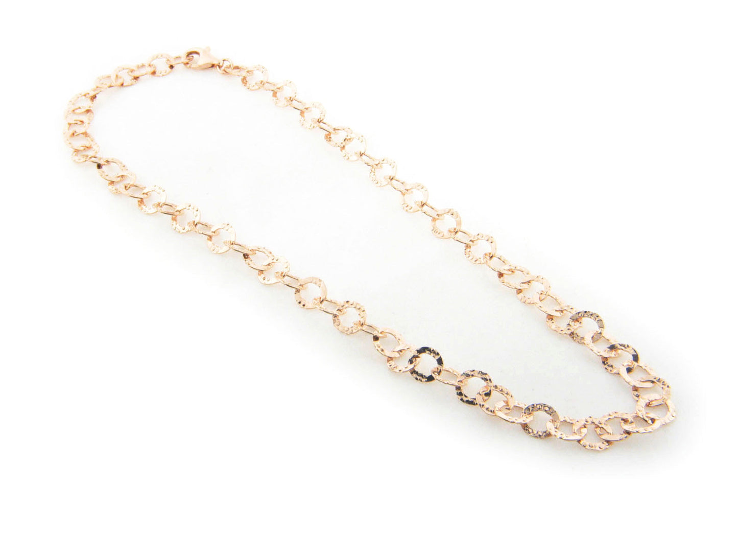 Long Bronze Hammered Links Necklace, 24" Necklaces