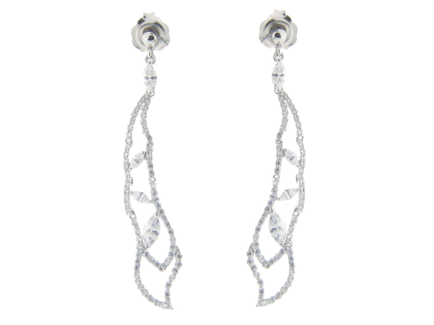 Sterling Silver Bridal Dream Drop Earrings, 2.65" Earrings