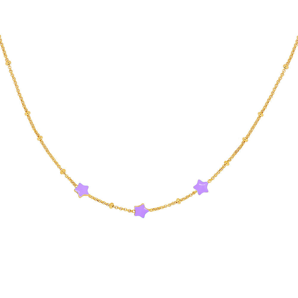 Pastel Violet Enamel Stars Necklace (Vermeil) Necklaces