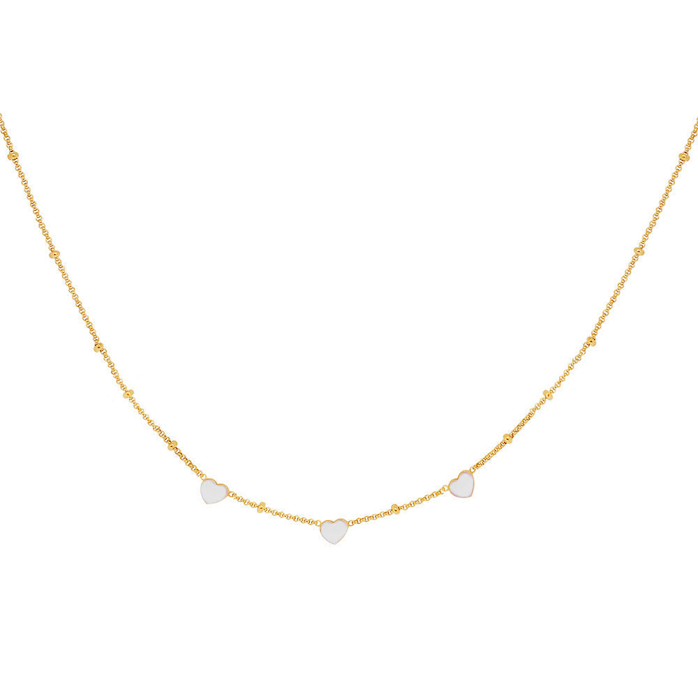 White Enamel Hearts Necklace (Vermeil) Necklaces