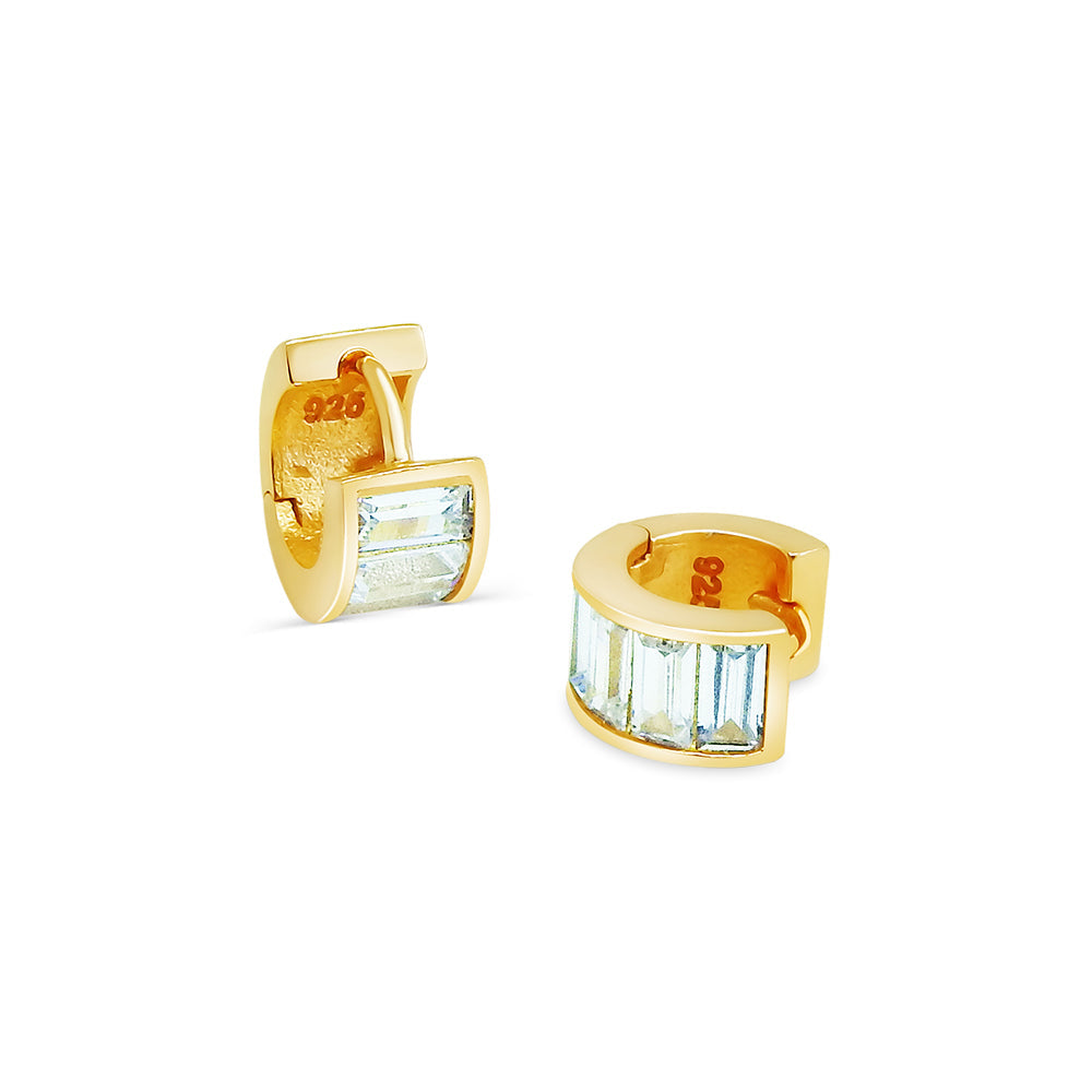 Chunky Baguette Huggie Hoops Earrings