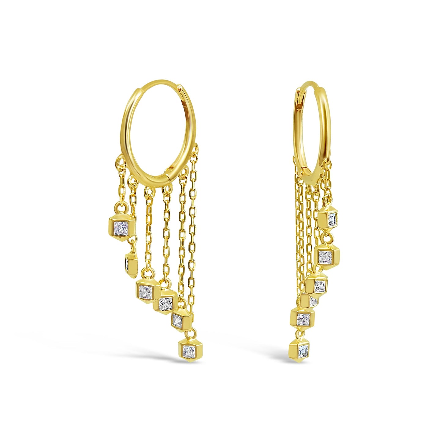 Cascading Sparkling Lockets Hoop Earrings Earrings