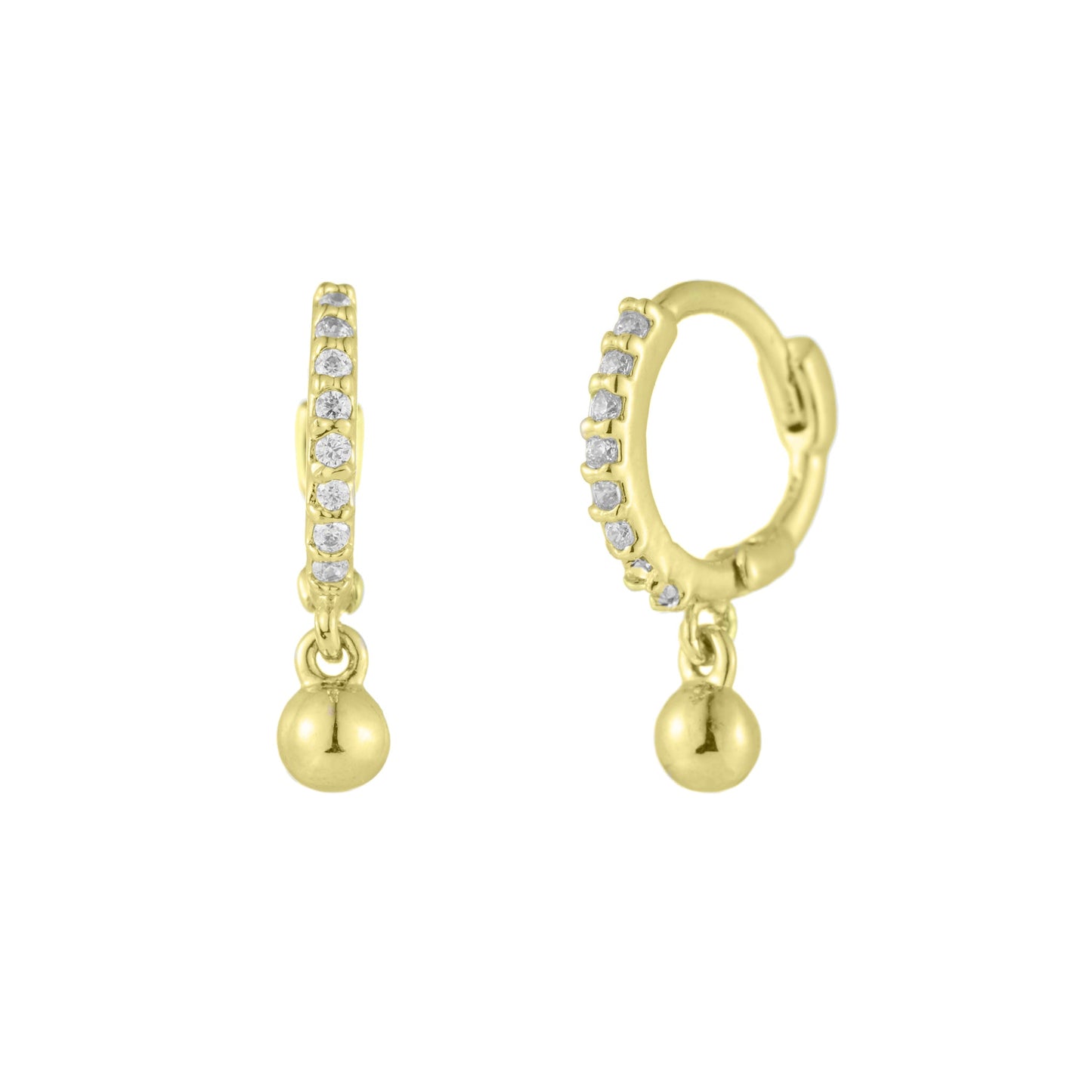 Vermeil Mini Eternity Dangling Sphere Huggie Earrings Earrings
