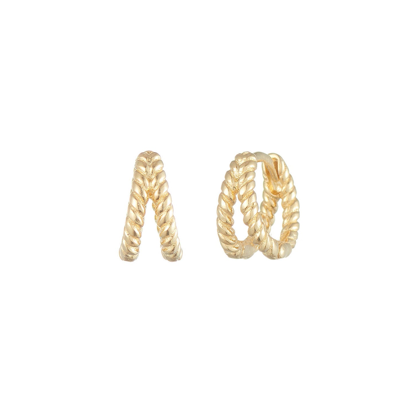 Vermeil Mini Double Rope Huggie Earrings Earrings