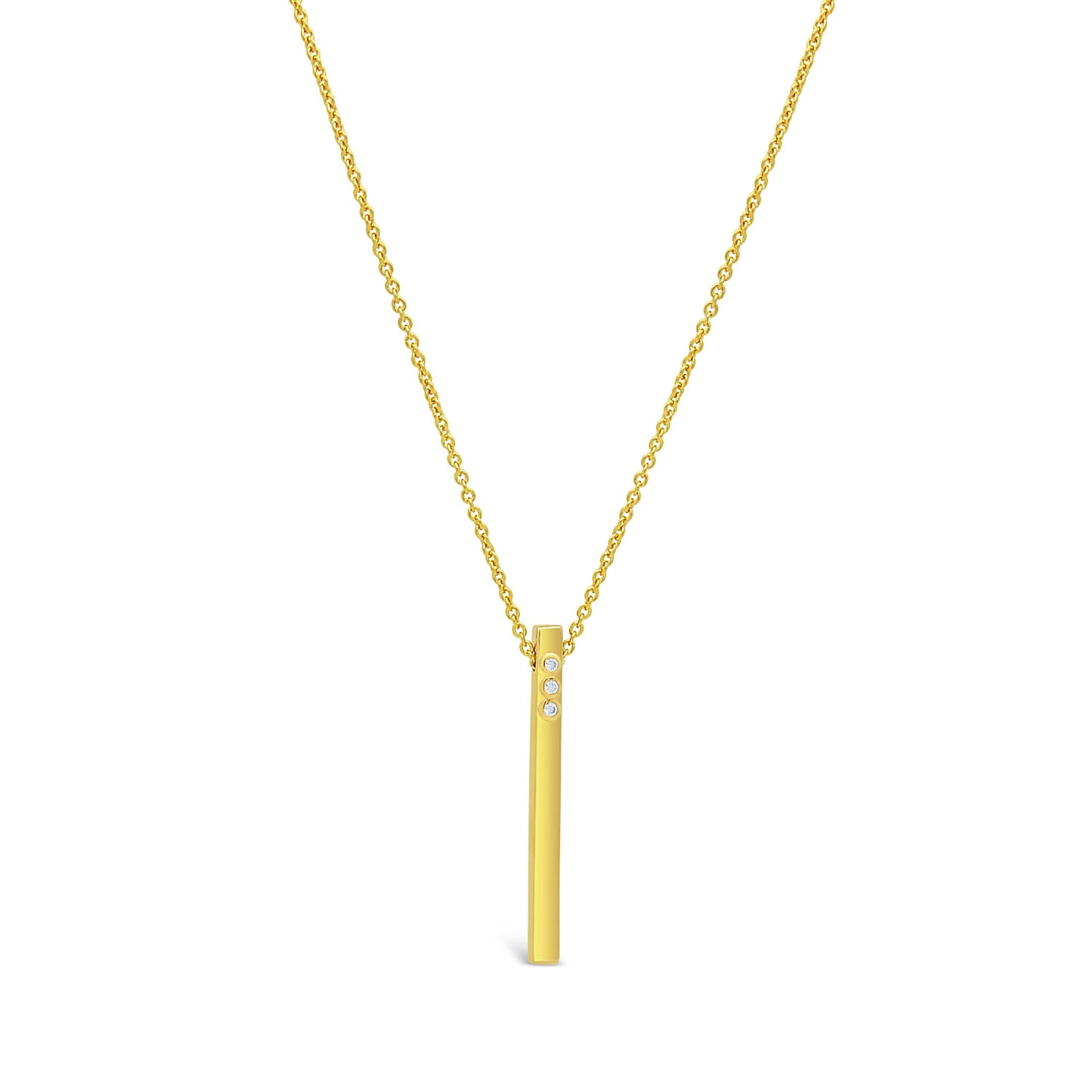 Sterling Silver Gold Plated Lariat Necklace with Sparkling Solid Bar Pendant Necklaces