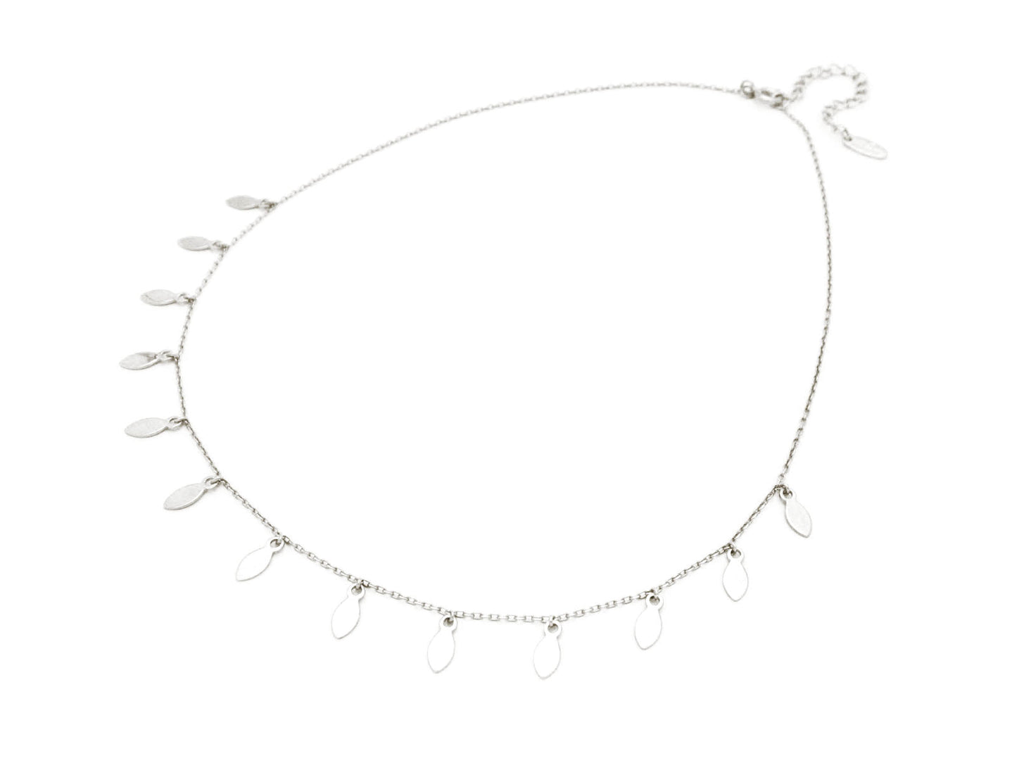 Fluttering Silver Leaves Rhodium Plated Sterling Silver Necklace, 15" + 2" Necklaces