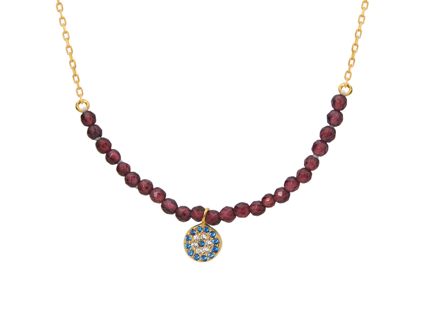 Garnet Mini Evil Eye Necklace Necklaces