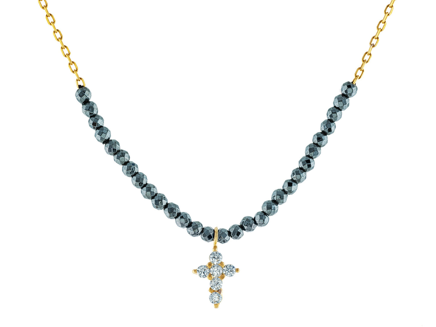 Hematite Cross Necklace Necklaces