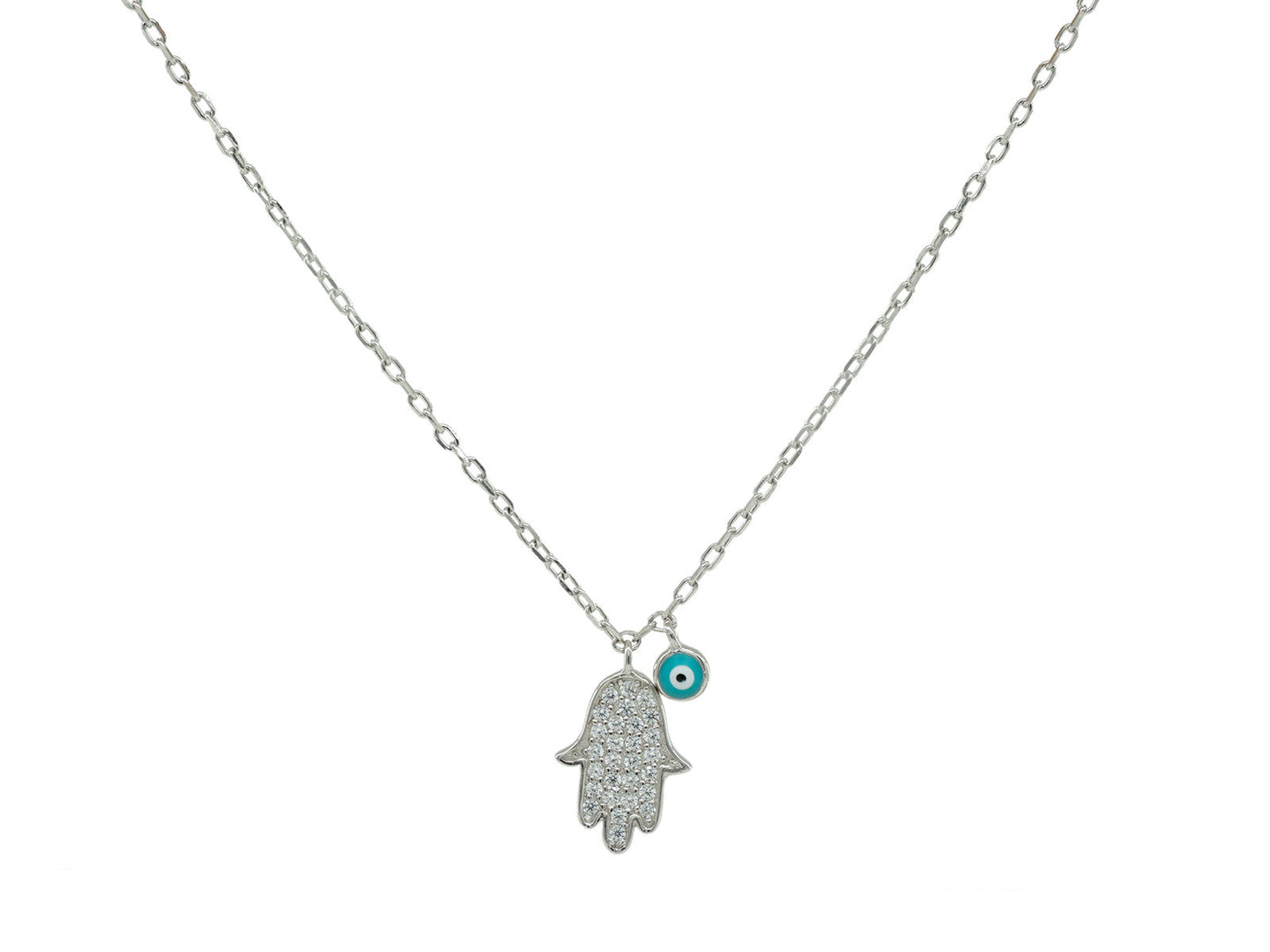 Mini Hamsa Hand & Evil Eye Necklace Necklaces