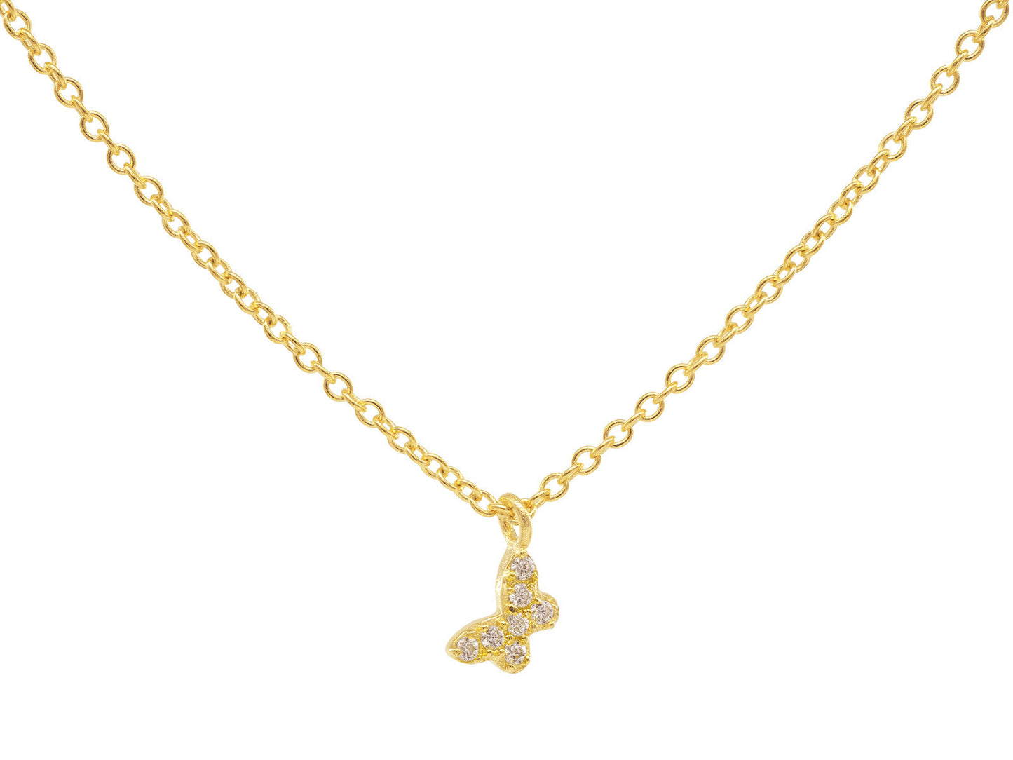 Golden Mini Sparkling CZ Butterfly Necklace Necklaces