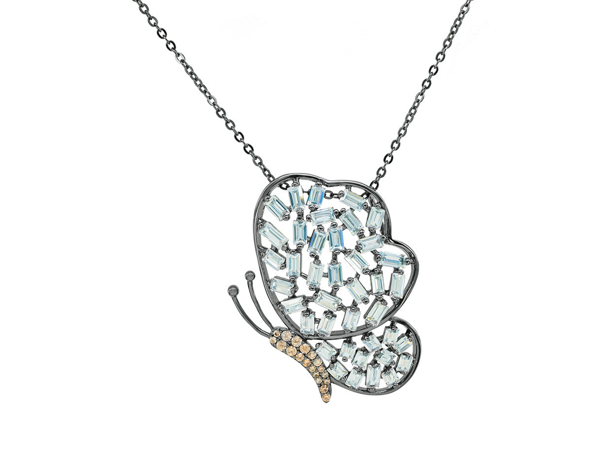 Luxe Sparkling Baguette Butterfly Necklace Necklaces