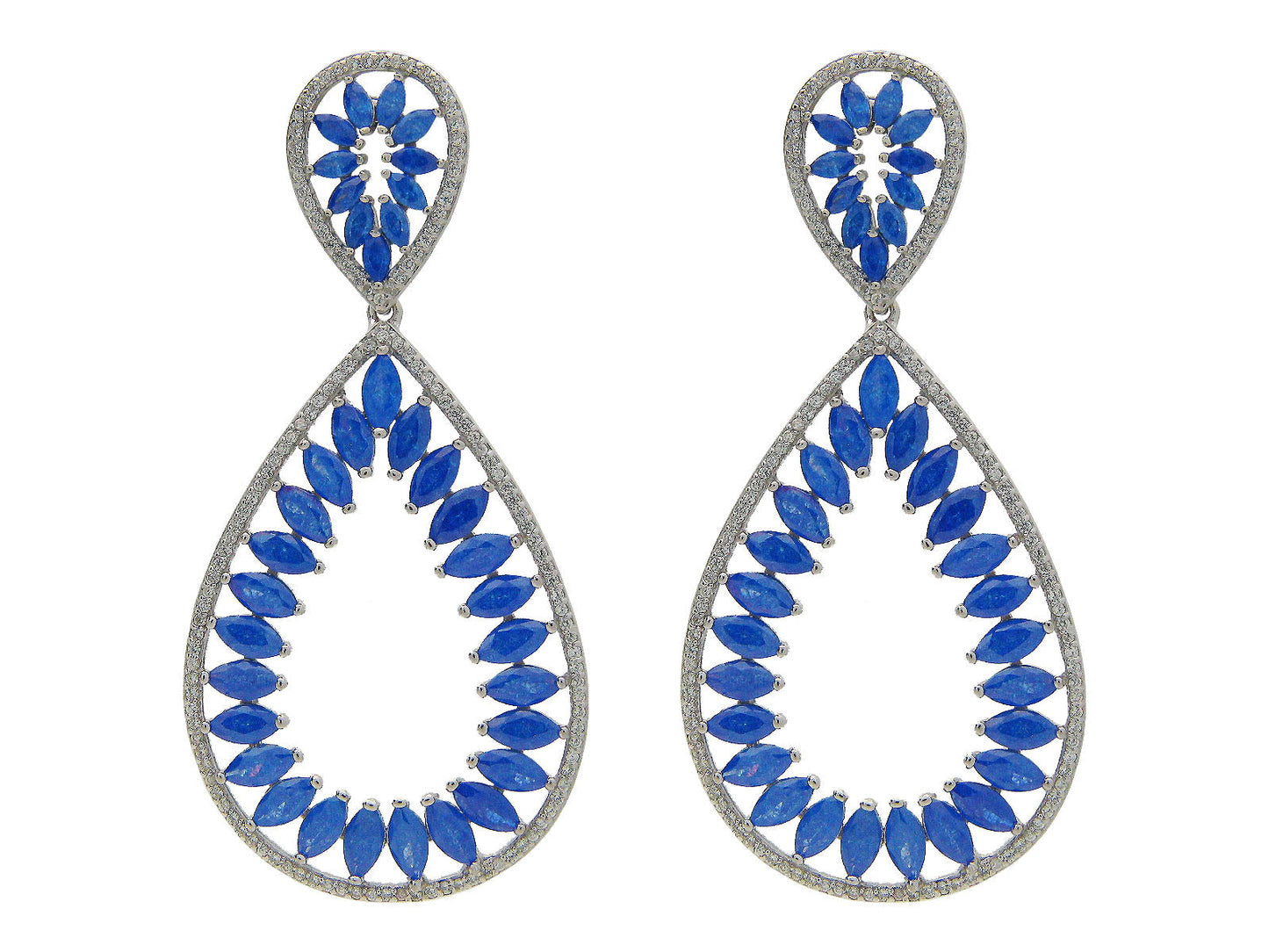 Blue & White CZ Marquise Brilliance Earrings Earrings
