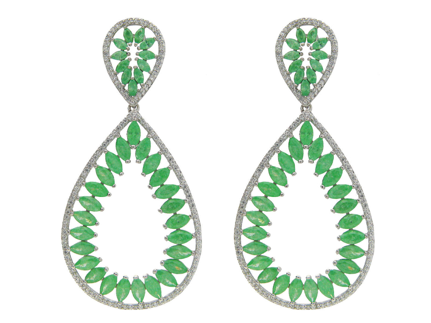 Green & White CZ Marquise Brilliance Earrings Earrings