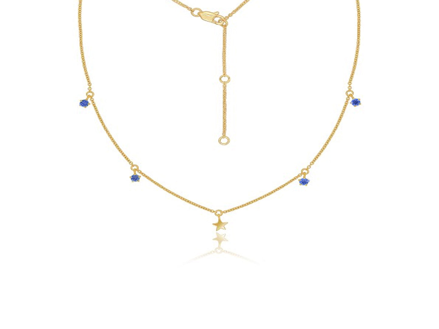 18K Yellow Gold Star Pendant and London Blue Topaz Necklace Necklaces