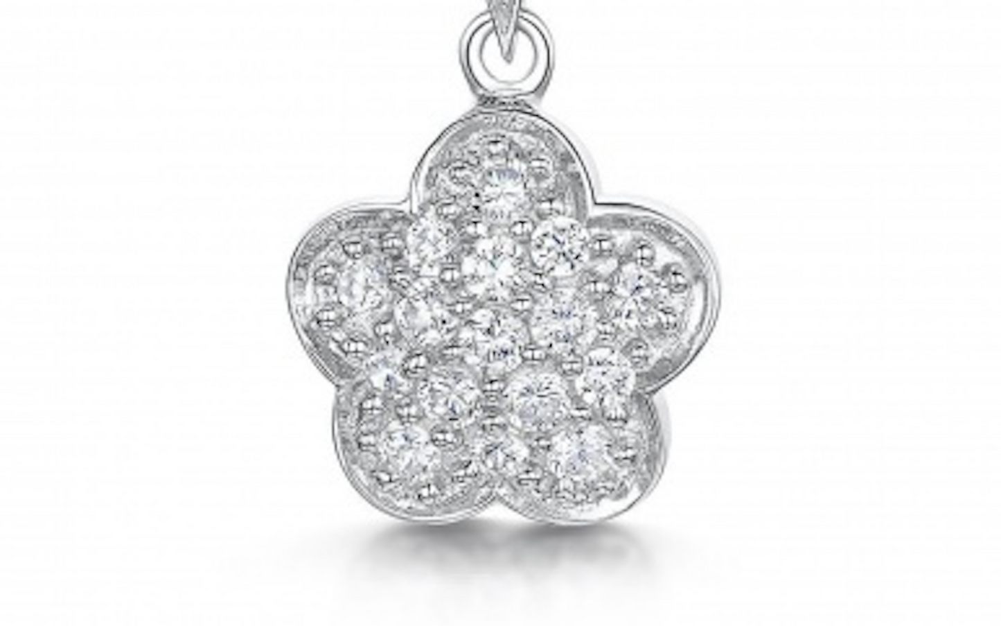 Sterling Silver Fluttering CZ Flower Pendant Necklace, 16" Necklaces
