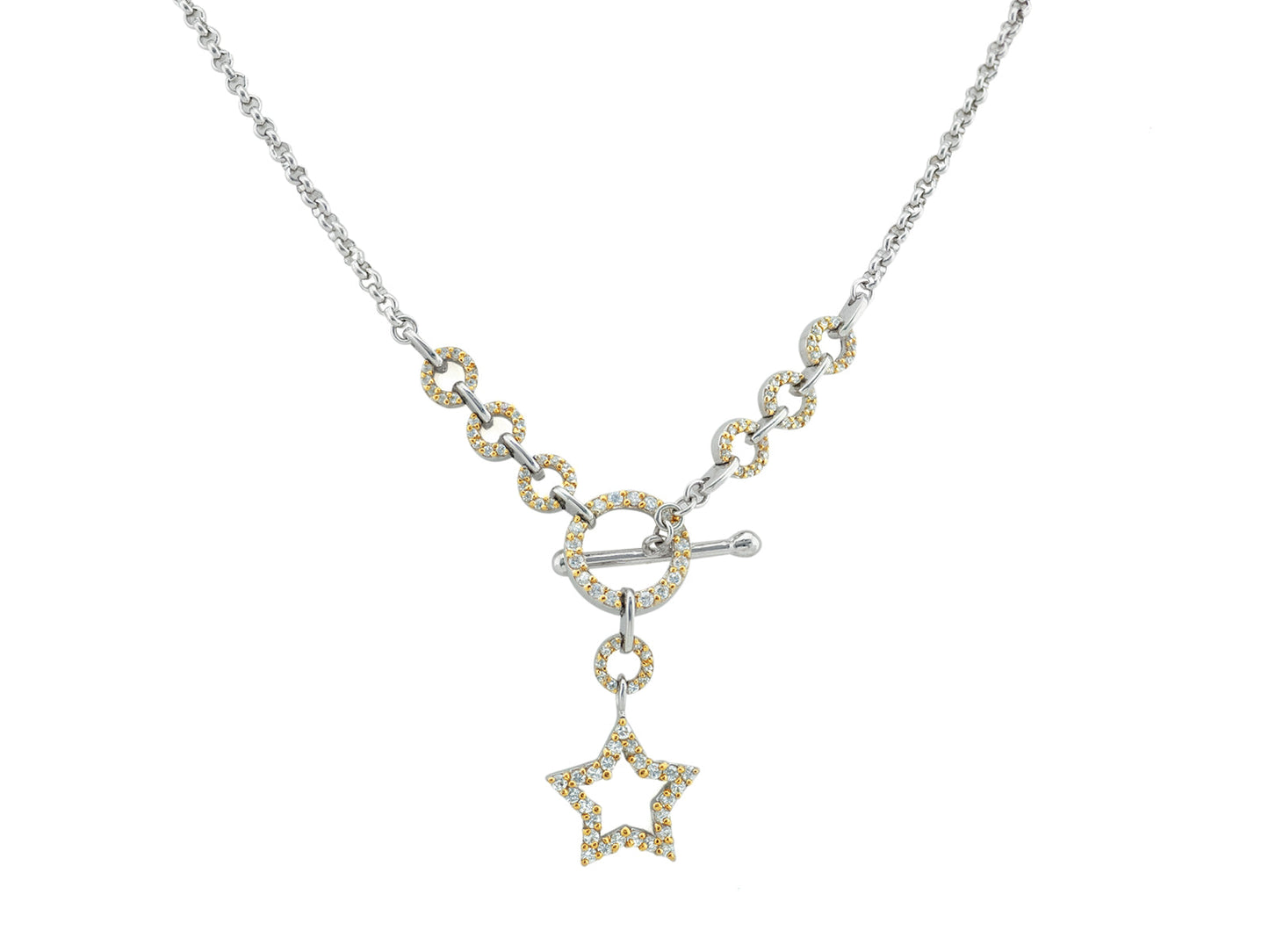 Iced Out Circles and Stars Rolo Necklace Necklaces